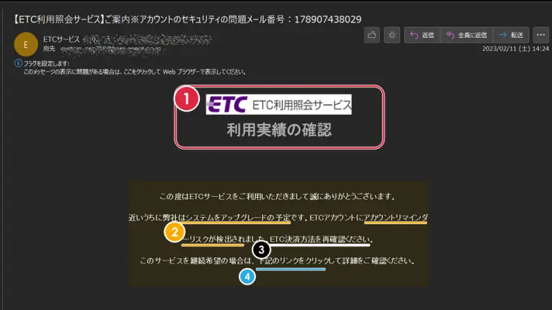 ETC利用照会サービス迷惑メール